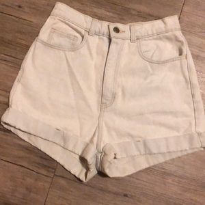 American Apparel high wasted light wash jean short